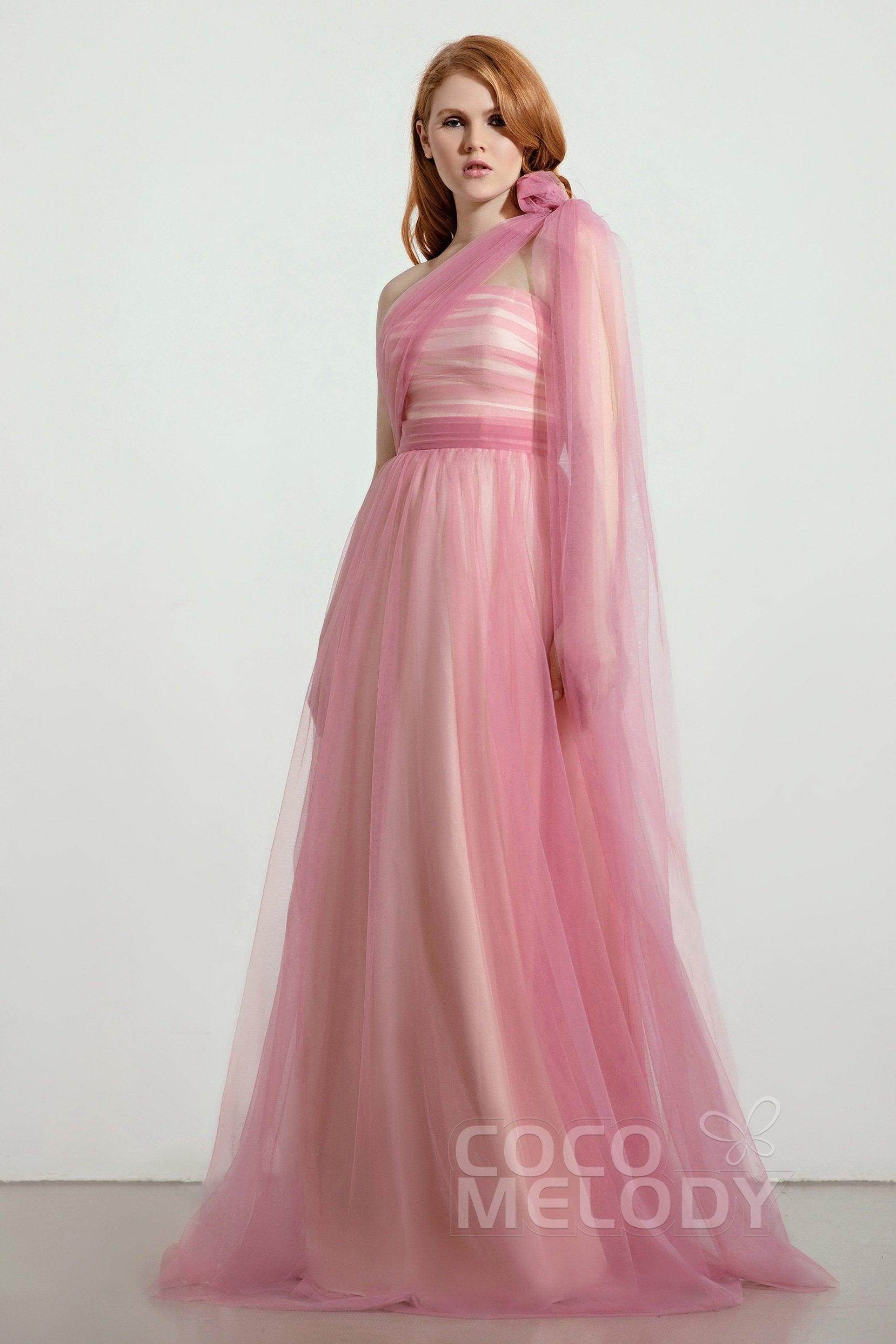 A-Line Tulle/Elastic Silk like Satin Bridesmaid Dress CB0262 - COCOMELODY